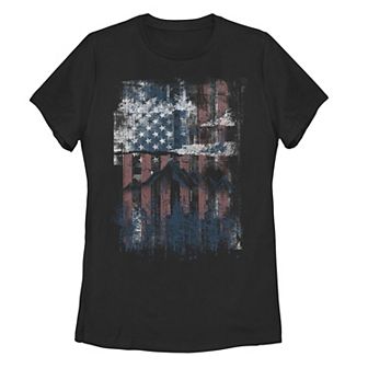 Juniors' Fifth Sun American Flag Scenery Stencil Graphic Tee