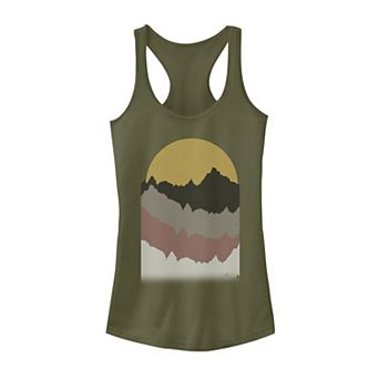 Juniors' Vintage Sunset Over Mountains Sketch Graphic Tank Top