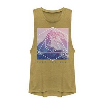 Juniors' Free The Soul Geometric Pastel Mountain Boho Graphic Muscle Tank Top