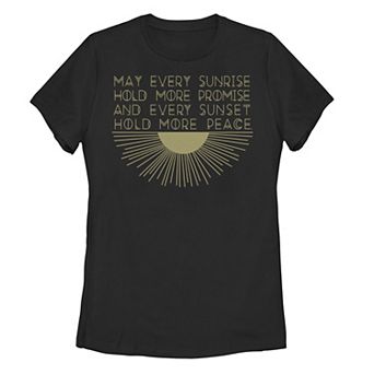 Juniors' May Every Sunrise Hold More Promise Gold Sun Graphic Tee