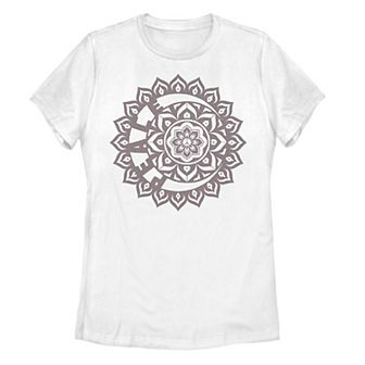 Juniors' Moon Peace Paisley Henna Flower Vintage Graphic Tee