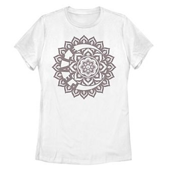 Juniors' Moon Peace Paisley Henna Flower Vintage Graphic Tee