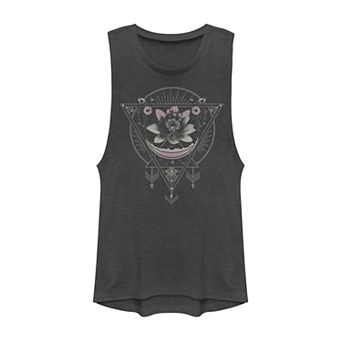 Juniors' Lotus Flower Geometric Moon Arrows Gradient Graphic Muscle Tank Top