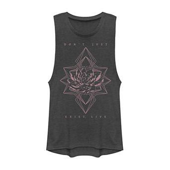 Juniors' Peonies Flower Geometric Motivational Inspire hir Graphic Muscle Tank Top