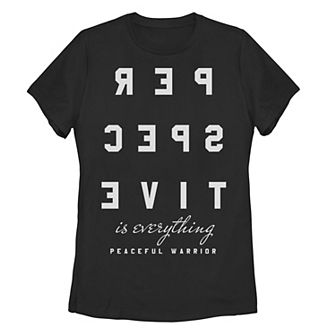 Juniors' Perspective Is Everything Peaceful Warrior Mirrored Text Graphic Tee