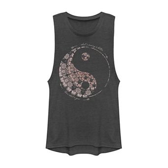 Juniors' Pink Yin Yang Things Come And Go Graphic Muscle Tank Top