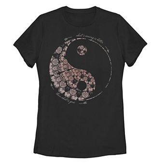 Juniors' Pink Yin Yang Things Come And Go Graphic Tee