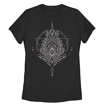 Juniors' Pink Lotus Geo Design Graphic Tee