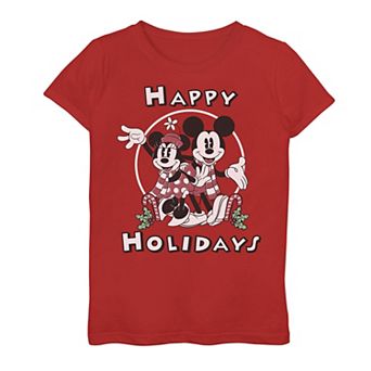Girls 7-16 Disney Mickey and Minnie Mouse "Happy Holidays" Graphic Tee
