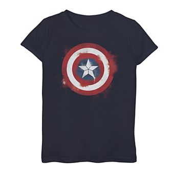 Girls 7-16 Marvel Avengers Endgame Captain America Spray Paint Logo Tee
