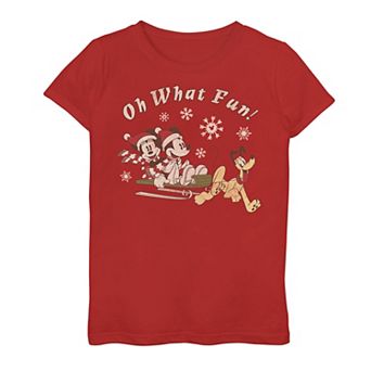 Girls 7-16 Disney Mickey Minnie & Pluto "Oh What Fun" Graphic Tee
