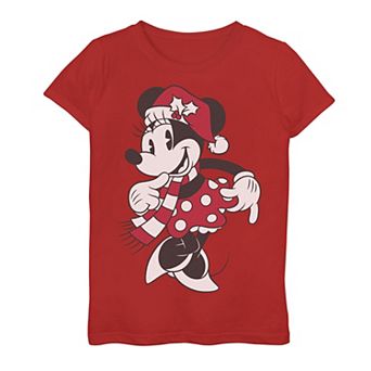 Girls 7-16 Girls Disney Minnie Mouse Santa Hat Portrait Tee