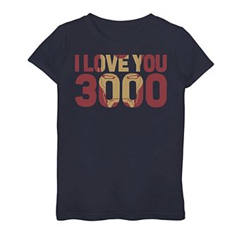 Girls 7-16 Marvel Avengers Endgame Iron Man "I Love You 3000" Mask Fill Tee