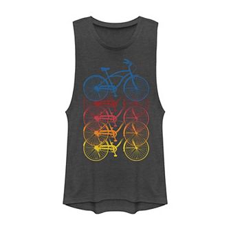 Juniors' Bicycles Fading Into Each Other Athletic Graphic Muscle Tank Top