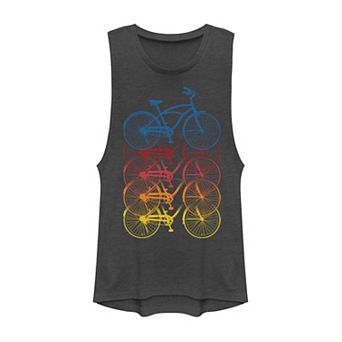 Juniors' Bicycles Fading Into Each Other Athletic Graphic Muscle Tank Top
