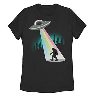 Juniors' Spacecraft Sasquatch Abduction Graphic Tee