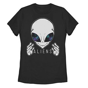 Juniors' Alien Space Eyes Come Here Graphic Tee