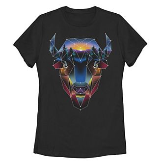 Juniors' Scenic Geometric Buffalo Face Graphic Tee
