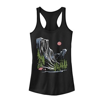 Juniors' Mountain Camping Sketch Tank Top