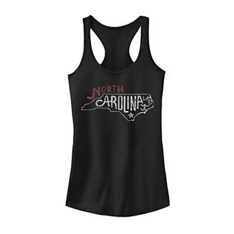 Juniors' North Carolina Inside State Outline Tank Top