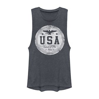Juniors' USA Land Of The Free Emblem Muscle Tank Top