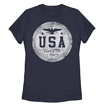 Juniors' USA Land Of The Free Emblem Tee