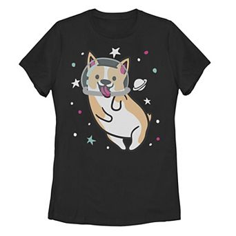 Juniors' Cute Corgi In Space Tee