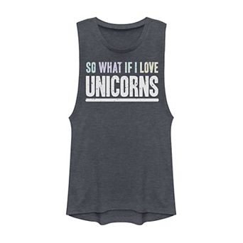 Juniors' So What If I Love Unicorns Muscle Tank Top