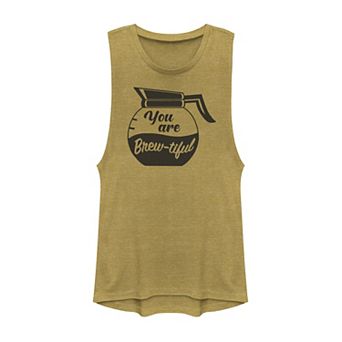 Juniors' You Are Brew-Tiful Coffee Pot Pun Muscle Tank Top