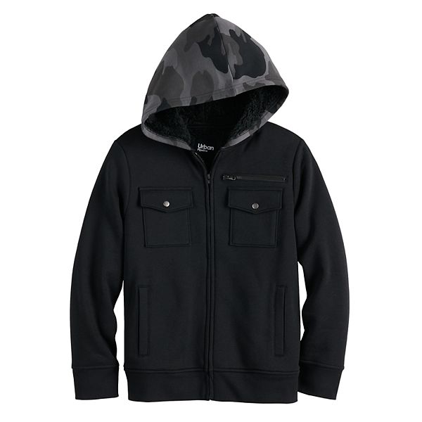 Boys 8-20 Urban Pipeline™ Zip Front Military Sherpa Fleece Hoodie