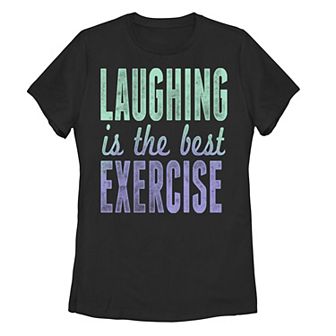 Juniors' Laughing Is The Best Exercise Gradient Graphic Tee