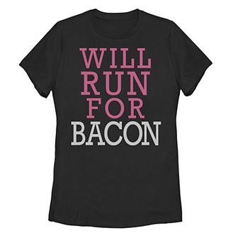 Juniors' Will Run For Bacon Graphic Tee