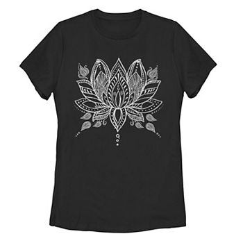 Juniors' Henna Lotus Flower Graphic Tee