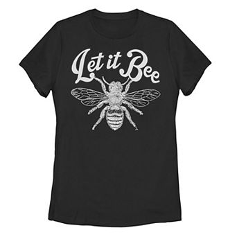 Juniors' Let It Bee Line Sketch Graphic Tee
