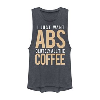 Juniors' I Just Want Abs-olutely All The Coffee Muscle Tank Top