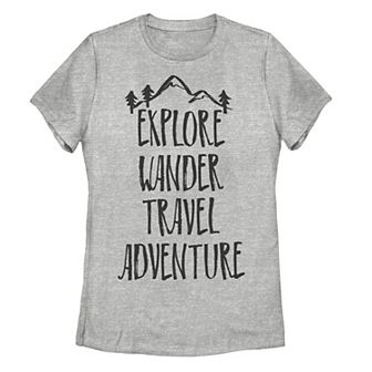 Juniors' Explore Wander Travel Adventure Mountain Graphic Tee