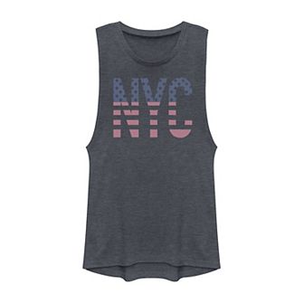 Juniors' NYC American Flag Fill Muscle Tank Top