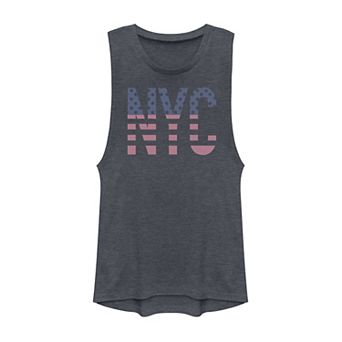 Juniors' NYC American Flag Fill Muscle Tank Top