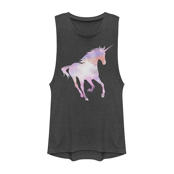 Juniors' Cosmic Unicorn Silhouette Muscle Tee