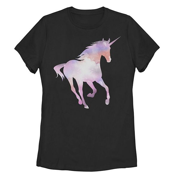 Juniors' Cosmic Unicorn Silhouette Graphic Tee