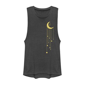 Juniors' Gold Moon And Falling Stars Muscle Tank Top
