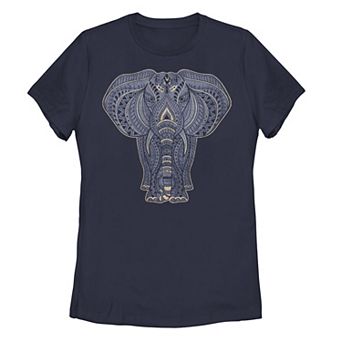 Juniors' Boho Elephant Henna Tee