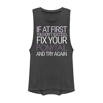 Juniors' Fix Your Ponytail And Try Again Simple Muscle Tank Top