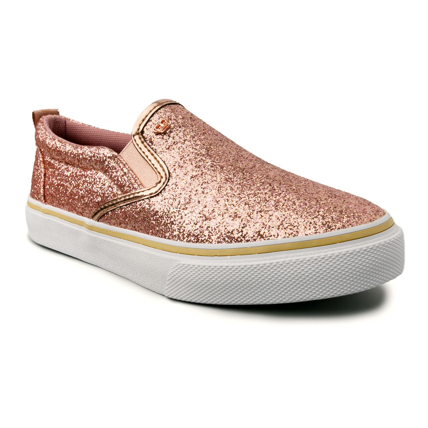 rose gold glitter slip on sneakers