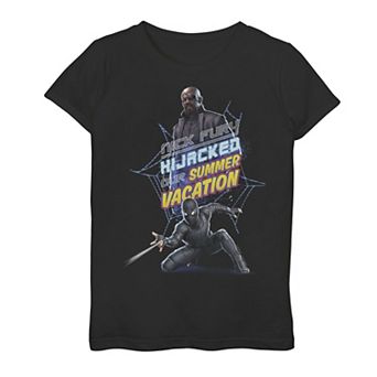 Girls 7-16 Marvel Spider-Man Far From Home "Nick Fury Hijacked Our Summer Vacation" Graphic Tee
