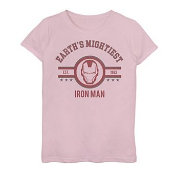 Girls 7-16 Marvel Avengers Earth's Mightiest Iron Man Logo Graphic Tee