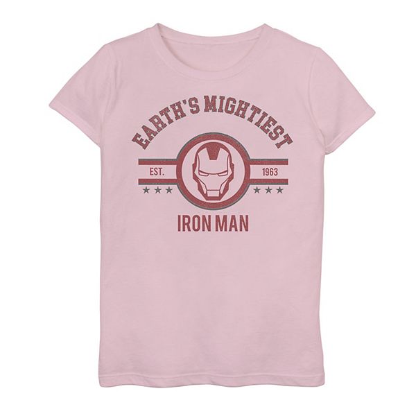 girls 7 16 marvel avengers earth s mightiest iron man logo graphic tee