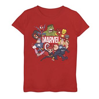 Girls 7-16 Marvel Avengers Cartoon Collage Graphic Tee