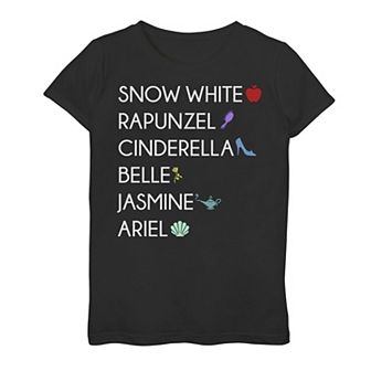 Girls 7-16 Disney Princess Names And Symbols Graphic Tee