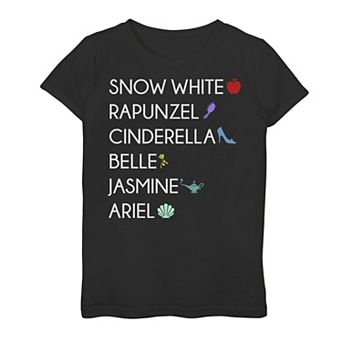 Girls 7-16 Disney Princess Names And Symbols Graphic Tee
